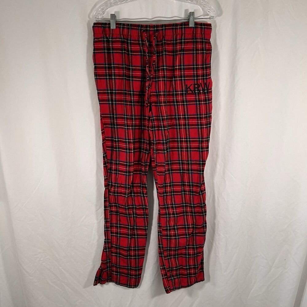 J. Crew Sleep Pants Men's Large Red Plaid Drawstring Pull On Pockets KRW Cotton